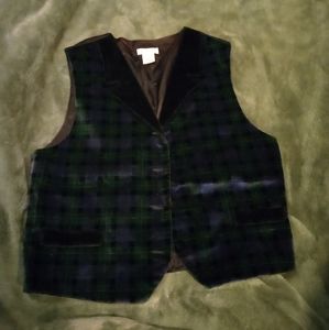 Black & Green Velvet Vest